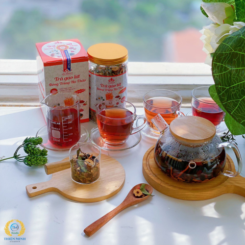 Trà gạo lứt Đông trùng hạ thảo - Hỗ trợ giảm cân an toàn tự nhiên, chống lão hoá, làm đẹp da hộp 700g