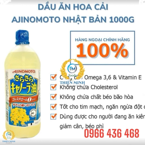Dầu ăn hoa cải Chính hãng AJINOMOTO Nhật Bản