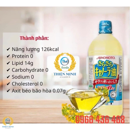 Dầu ăn hoa cải Chính hãng AJINOMOTO Nhật Bản