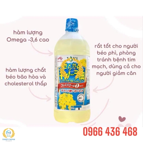 Dầu ăn hoa cải Chính hãng AJINOMOTO Nhật Bản