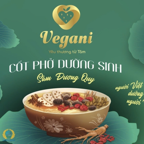 CỐT PHỞ DƯỠNG SINH VEGANI (CỐT PHỞ CHAY CAO CẤP) - Tặng 1 gói muối hồng Thiện Minh 500gr