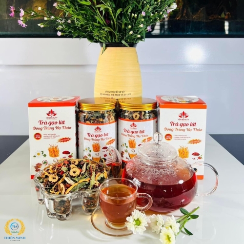 Trà gạo lứt Đông trùng hạ thảo - Hỗ trợ giảm cân an toàn tự nhiên, chống lão hoá, làm đẹp da hộp 700g