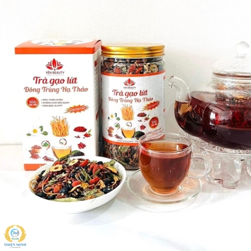 Trà gạo lứt Đông trùng hạ thảo - Hỗ trợ giảm cân an toàn tự nhiên, chống lão hoá, làm đẹp da hộp 700g