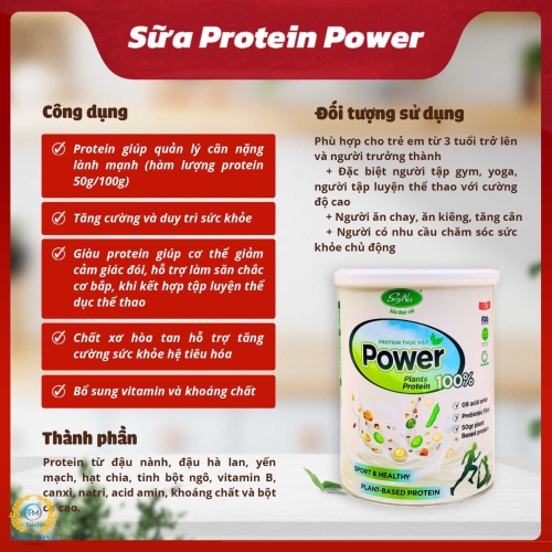 Thực phẩm bổ sung sữa Protein Power 100% từ thực vật cung cấp 9 acid amin thiết yếu